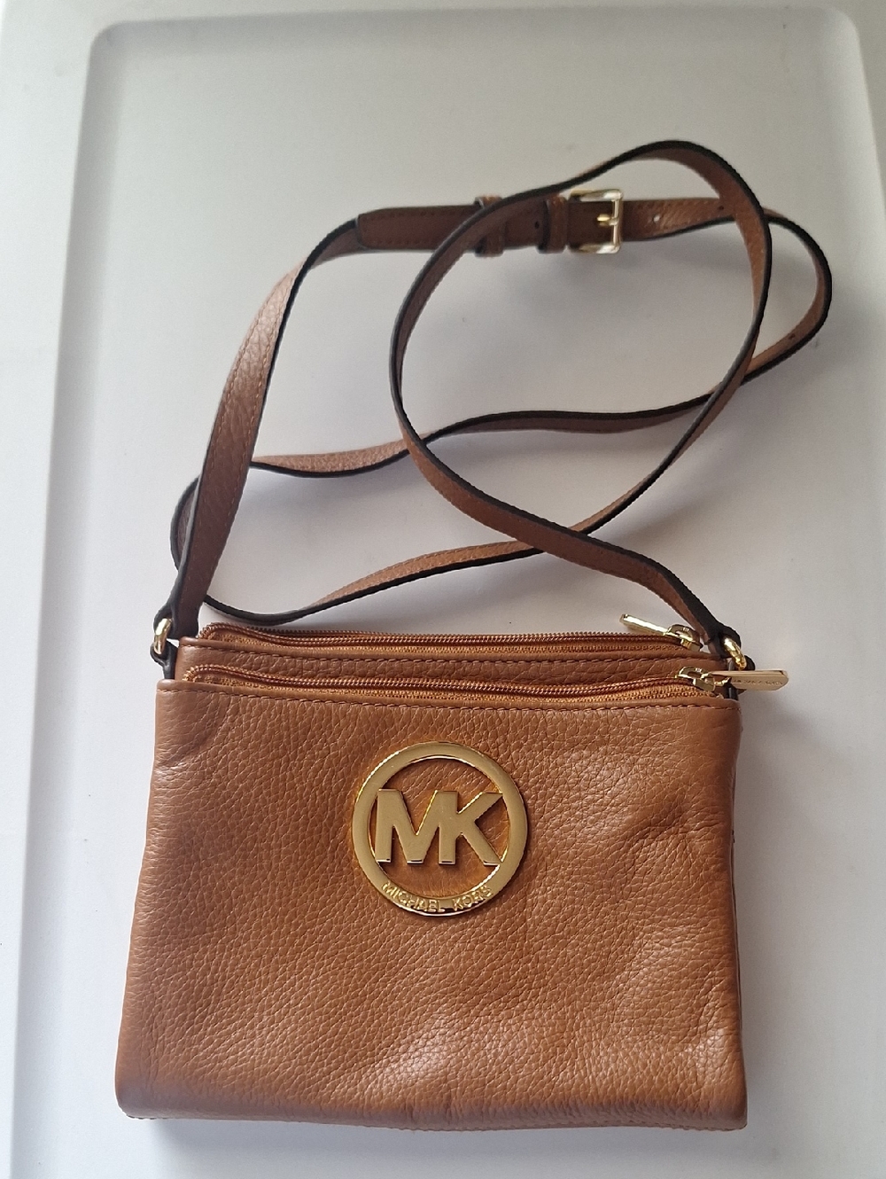 Michael Kors Brown Leather  Crossbody Bag Lots Of compartment Condition is new
